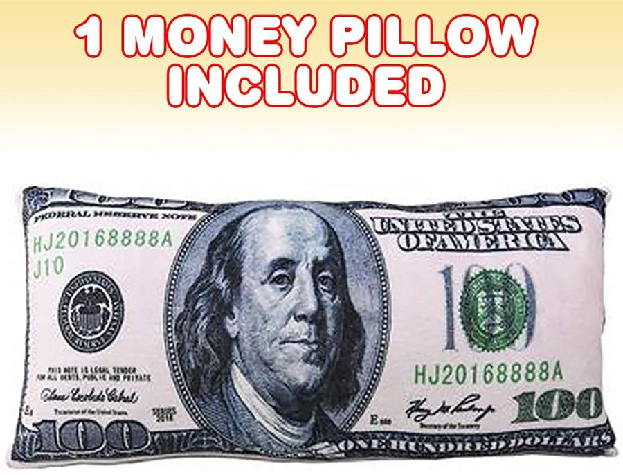 AtrCreativity Money Pillow for Kids and Adults, 1PC, 100 Dollar Bill Pillow with Two-Sided Design, Super Soft and Plush, Couch Throw Pillow, Living Room and Bedroom Decorations, 22 x 12"es