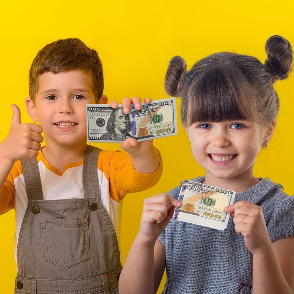 $100 Wallets for Kids, Set of 12, US 100 Dollar Bill Money Wallets for Boys and Girls, Vegas and Casino Party Favors for Adults, Fun Goodie Bag Fillers, and Teacher Rewards