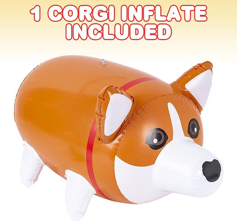 Corgi Inflate, Animal Party Decorations and Supplies, Blow-Up Dog Inflate for Animal Birthday Party Favors, Pool Party Float, and Game Prize for Kids