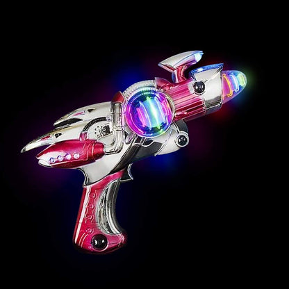 ArtCreativity Red and Blue Super Spinning Space Blaster Laser Gun Set with Flashing LEDs and Sound Effects - Pack of 2 - Cool Futuristic Toy Guns - Batteries Included - Great Gift Idea for Kids