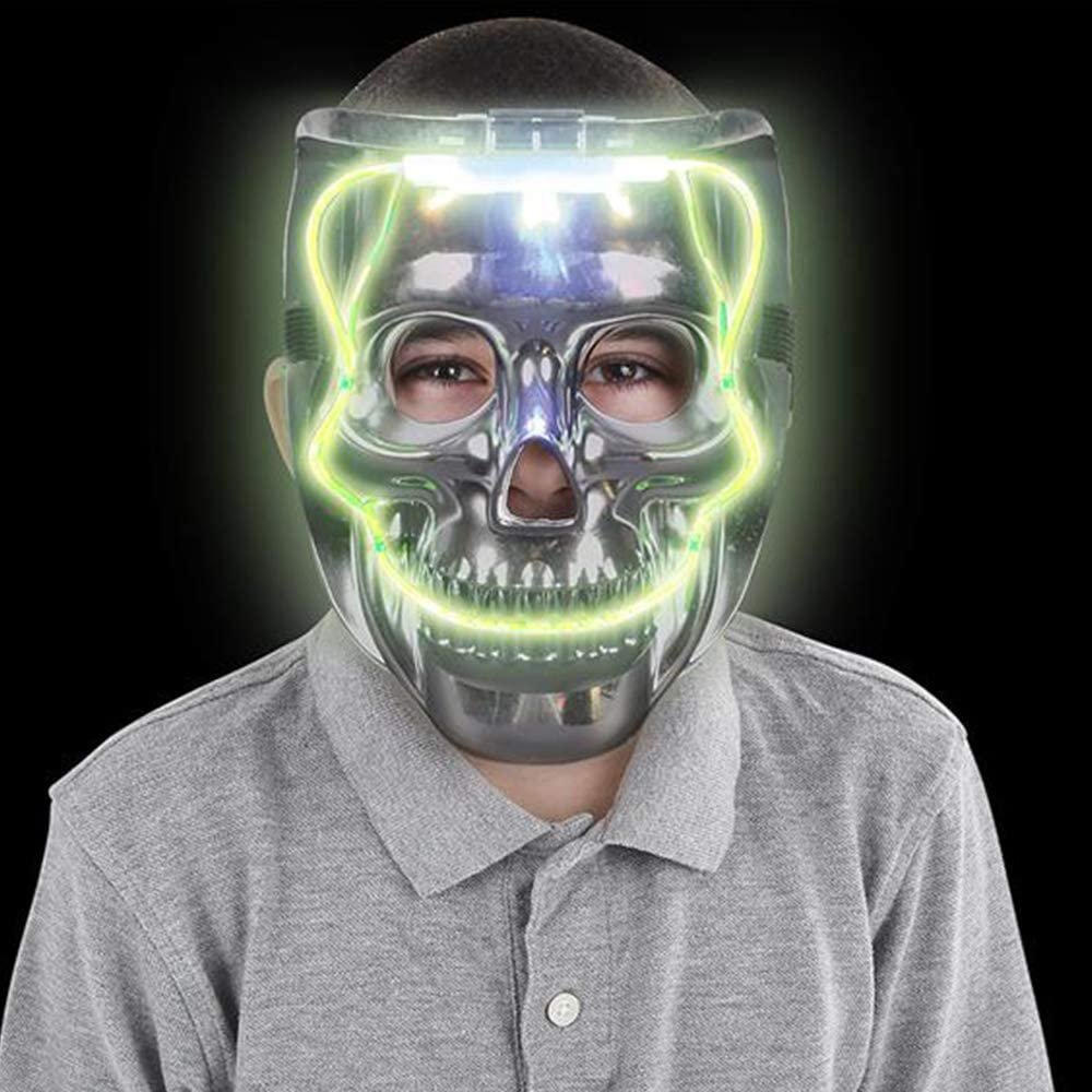 ArtCreativity Light-Up Halloween Skull Mask with 6 Flashing Modes, LED Scary Face Mask for Kids, Fun Halloween Costume Accessories, Cool Skeleton Mask with Adjustable Elastic Strap