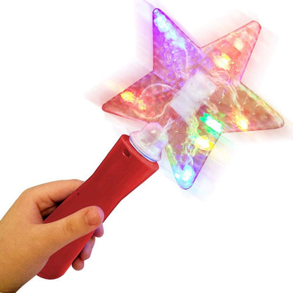 ArtCreativity 10 Inch Light Up Star Magic Wand for Kids - Magical Fairy Princess Costume Prop, Toy for Girls - Multi-Color Flashing LEDs - Batteries Included - Red