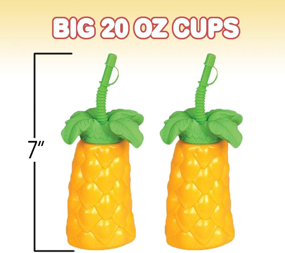 ArtCreativity Palm Tree Plastic Cups Set - Pack of 12 - 20 oz. Big - Includes Screw-on Sipper - Spectacular Summer Beach Toys and Party Favors - Amazing Gift for Everyone