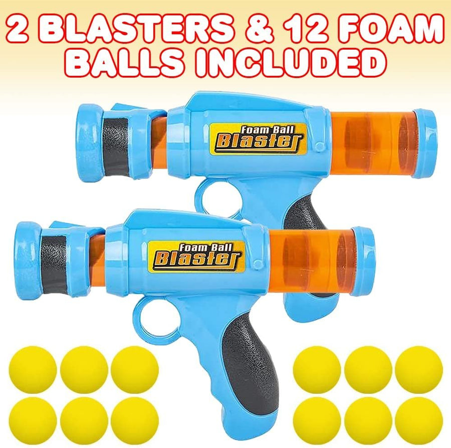 Foam Ball Launchers, Set of 2, Pump Action Shooting Toy Blasters for Kids with 12 Balls, Outdoor Summer Fun, Fetch Toy for Dogs, Great Birthday Gift for Boys and Girls