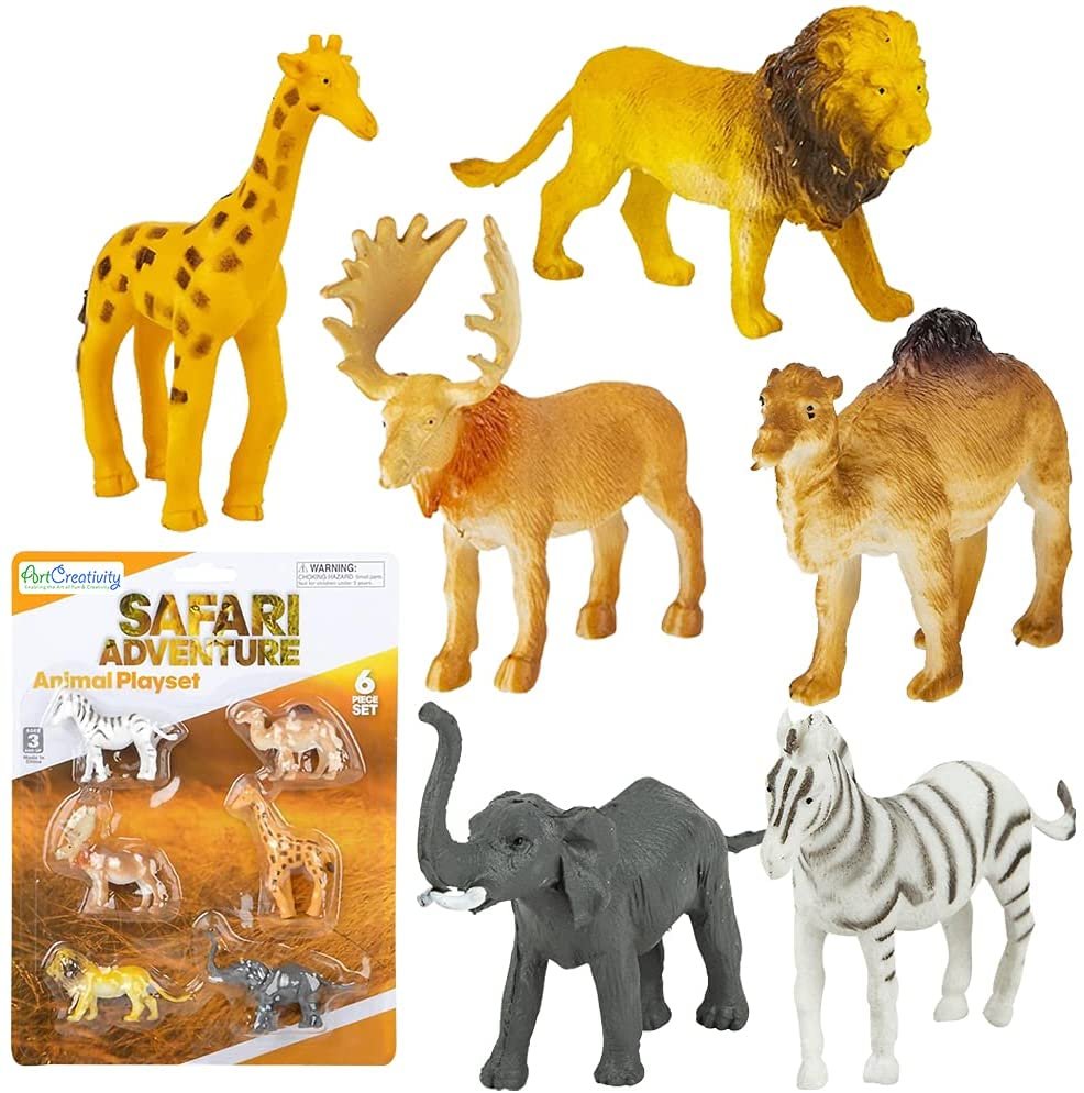 ArtCreativity Safari Animal Figurines Playset for Kids, Set of 12, Assorted Small Animal Figures, Sturdy Plastic Toys, Fun Zoo Theme Birthday Party Favors, Great Gift Idea for Boys and Girls