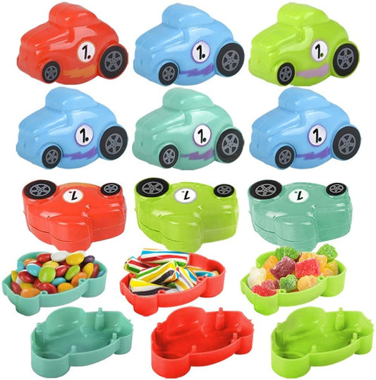 ArtCreativity Race Car Plastic Easter Eggs for Kids, Set of 12, Easter Eggs in Colorful Toy Car Designs, Detachable Halves for Easy Filling, Great as Easter Egg Hunt Supplies and Party Favors