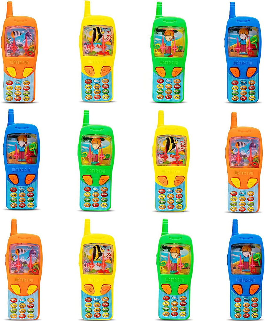 4" Cellphone Water Ring Game - Pack of 12- Colorful Handheld Phone Game for Kids - Fun Birthday Party Favors for Children, Contest Prize - Great Gift Idea for Boys, Girls, Toddlers
