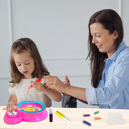 ArtCreativity Swirl Painting Kit for Kids, Friction Powered Spin Art Machine, 21 Piece Set, Includes Paint, Glitter, Paper, Spinning Wheel, Engaging Arts & Crafts Activities, No Batteries Required