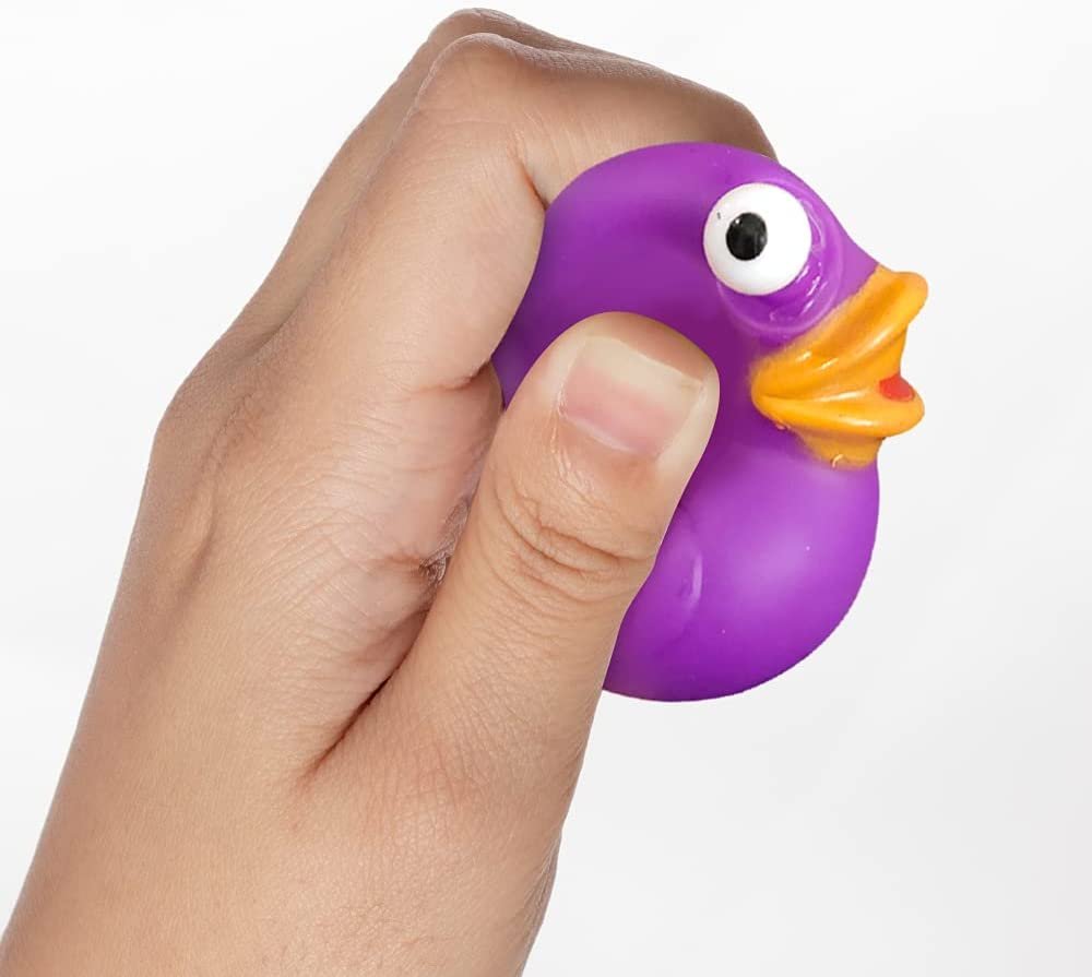 Squeezy Duckies with Pop Out Eyes, Set of 10, Fun Squeeze Stress Relief Toys for Kids, Fun Goodie Bag Fillers, Birthday Party Favors for Boys and Girls