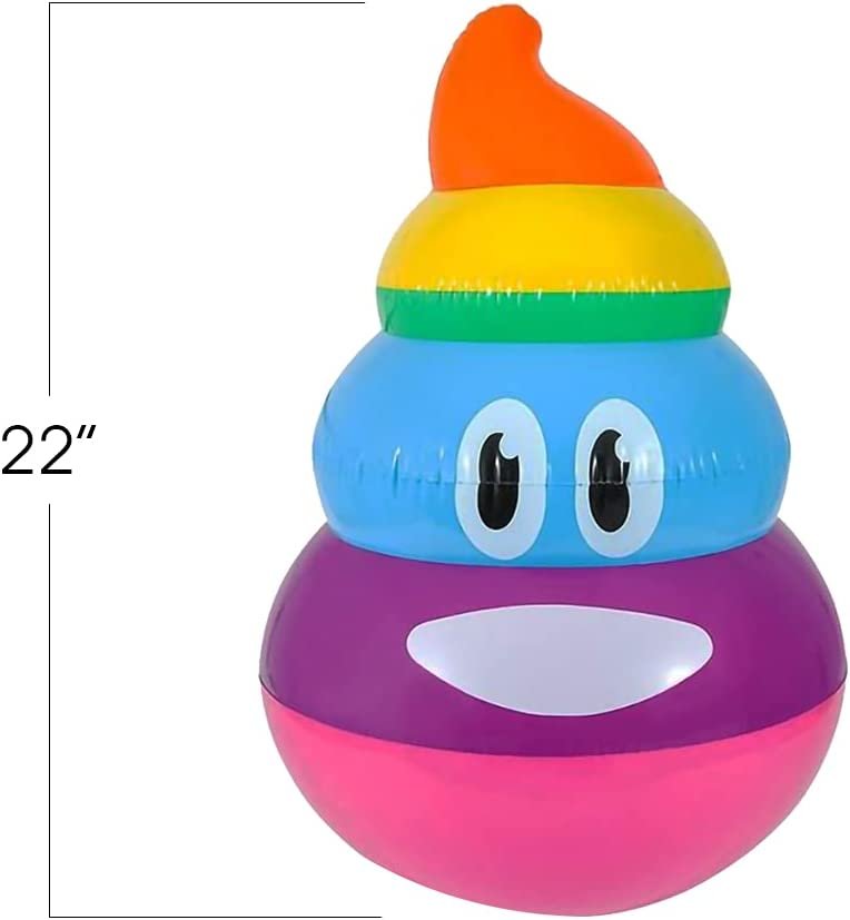Rainbow Poop Inflate, Inflatable Poop Emoticon Pool Float, Emoticon Party Decorations and Supplies, 22" Blow-Up Poop Inflate, Fun Prank and Gag Gift for Children and Adults