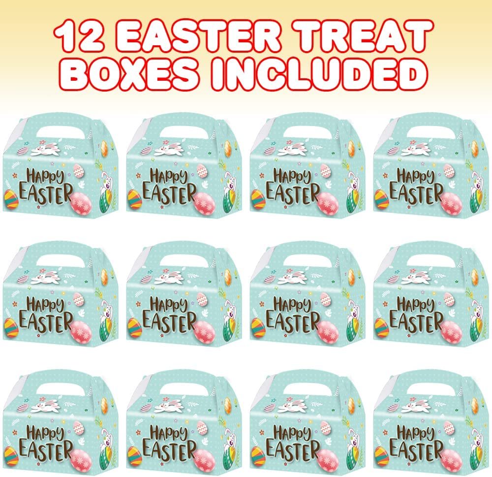 ArtCreativity Easter Treat Boxes, Pack of 12 Easter Bunny Boxes for Candy, Cookies and Party Favors, Cute Cardboard Boxes with Handles for Wedding Candy, Birthday Favors, Holiday Goodies