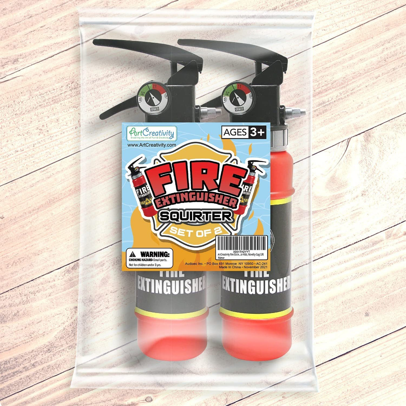 ArtCreativity Fire Extinguisher Squirter Toy - Pack of 2 - 9 Inch Water Extinguisher with Realistic Design - Fun Outdoor Summer Toy for Boys and Girls - Great Fireman Toy for Kids, Novelty Gag Gift