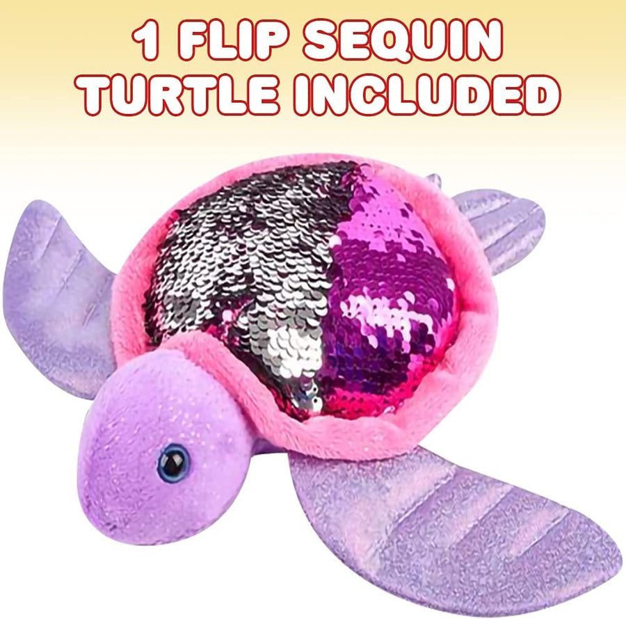 Flip Sequin Sea Turtle Plush Toy, 1PC, Soft Stuffed Sea Turtle with Color Changing Sequins, Cute Home and Nursery Animal Decorations, Calming Fidget Toy for Girls and Boys, 10.5"es
