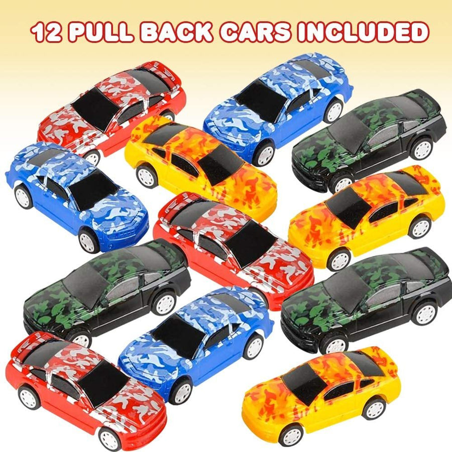 3.25" Pull Back Toy Cars for Kids, Set of 12, Pullback Racers in Assorted Colors, Birthday Party Favors for Boys and Girls, Goodie Bag Fillers, Small Carnival and Contest Prize
