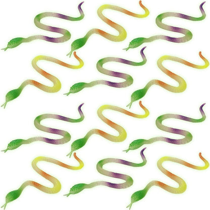 ArtCreativity Glow in the Dark Rainbow Snake Toys, Set of 12, Cool Glowing Toys for Boys and Girls, Glowing Birthday Party Favors and Goodie Bag Stuffers for Kids