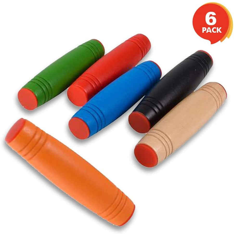 3.5" Wooden Tumbling Sticks, Fidget Toys for Kids and Adults - Set of 6 - Stress and Anxiety Relief Sensory Toys - Birthday Party Favors, Goody Bag Fillers - Assorted Colors
