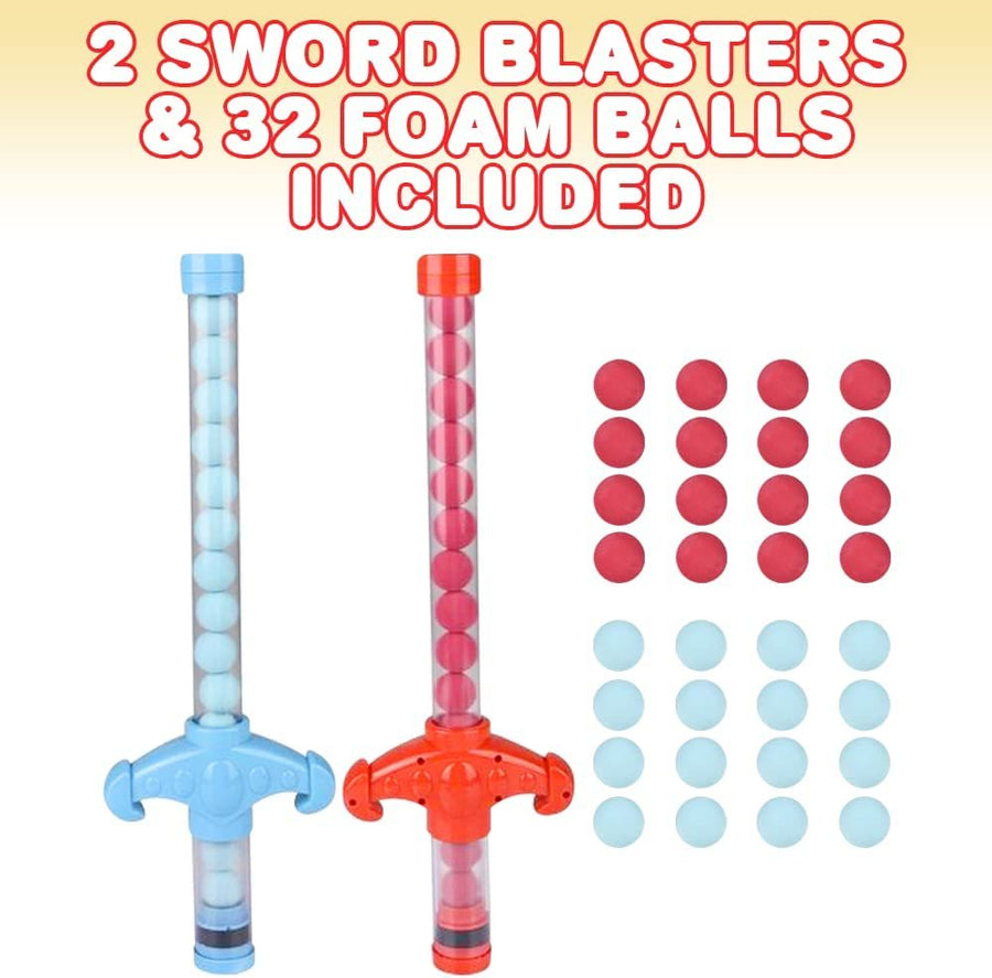 Sword Blasters for Kids, Set of 2, Pump Action Sword Toys with 32 Balls, Foam Ball Shooter Toys for Indoor and Outdoor Play, Unique Sword-Shaped Toy Guns for Kids