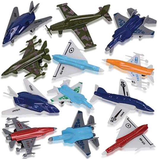 ArtCreativity Aircraft Toy Playset, Set of 12, Fighter Jet Toys in Assorted Colors and Designs, Great Birthday Party Favors, Goodie Bag Fillers, Gift Idea for Kids