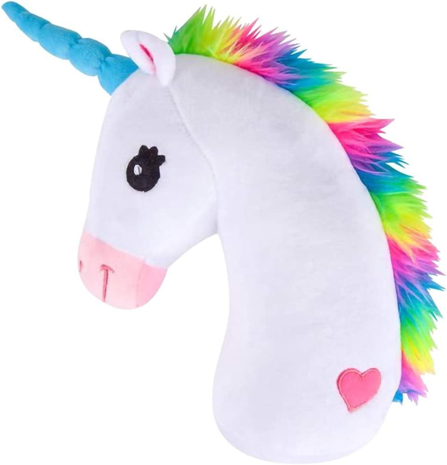 15" Unicorn Head Magical Plush Pillow, Ultra Soft and Cuddly Rainbow Color Stuffed Pillow for Kids, Home Décor, Birthday Party Gift for Girls