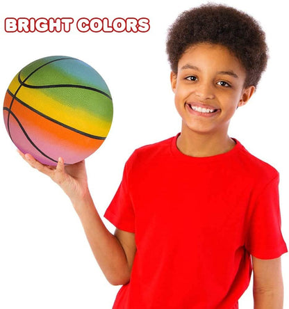 ArtCreativity Rainbow Regulation Basketball for Kids, Bouncy Rubber Kick Ball for Backyard, Park, & Beach Outdoor Fun, Beautiful Rainbow Colors, Durable Outside Toys for Boys & Girls - Sold Deflated