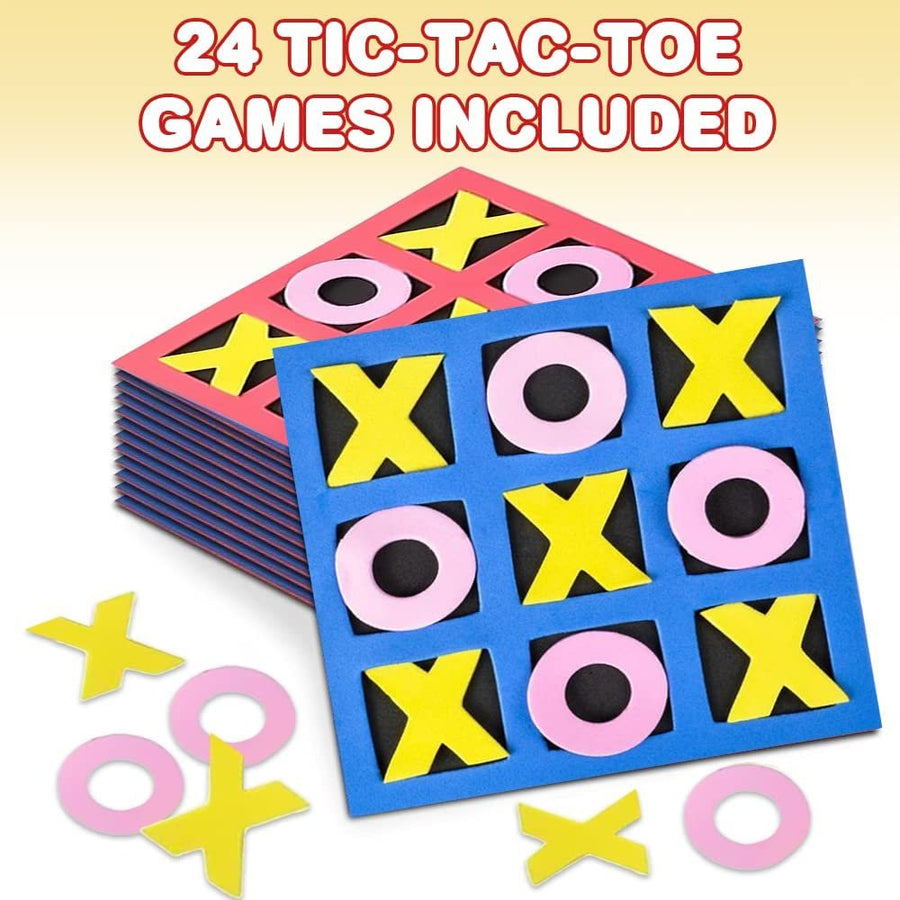 Gamie Foam Tic Tac Toe Mini Board Games, Set of 24, Colorful Family Games for Hours of Brain-Building Fun, Great as Travel Games, Learning Toys for Kids, Desktop Games, and Stocking Stuffers, 5"es
