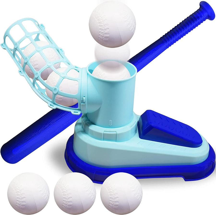Baseball Pitching Machine for Kids, Baseball Batting Machine Toy with Collapsible Bat, 3 Balls, and Pitching Unit, Baseball Pitching Trainer for Batting Practice, Outdoor Fun