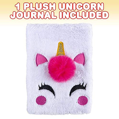 ArtCreativity Unicorn Plush Journal for Kids, Cute Diary for Girls with 80 Lined Pages, Notebook for Journaling and Drawing, Unicorn Birthday Gift, Unique Back to School Supplies