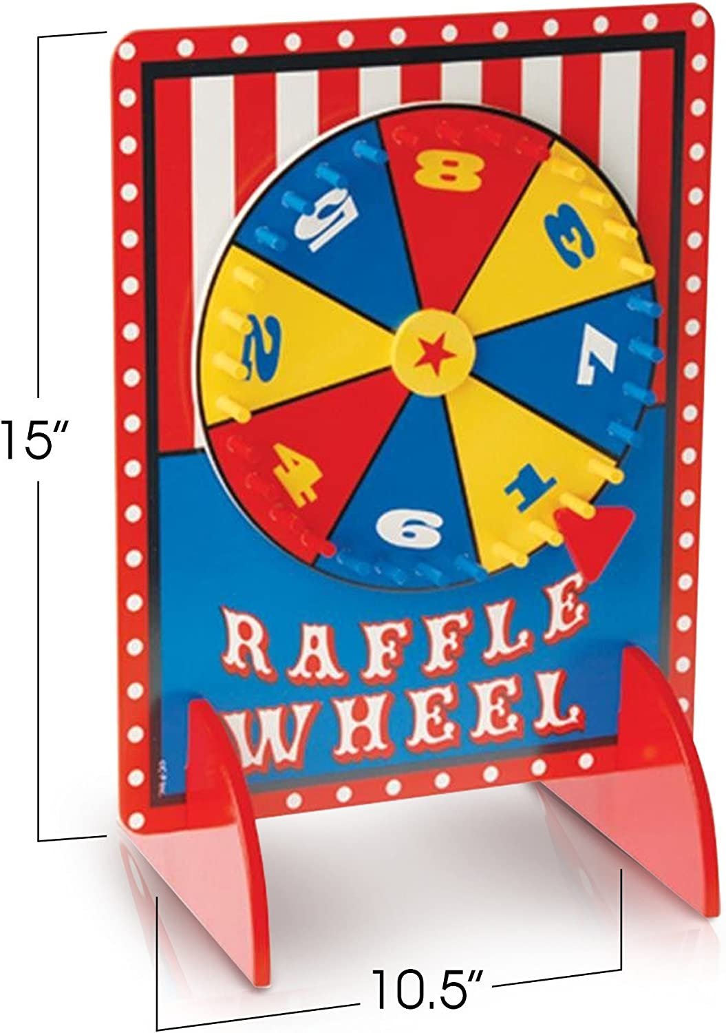 Tabletop Spinning Raffle Wheel with Stand by Gamie - Premium Quality Wood Spinning Carnival Wheel - Tabletop Prize Spinner Wheels for Boys and Girls, Kids’ Parties, Classroom and More