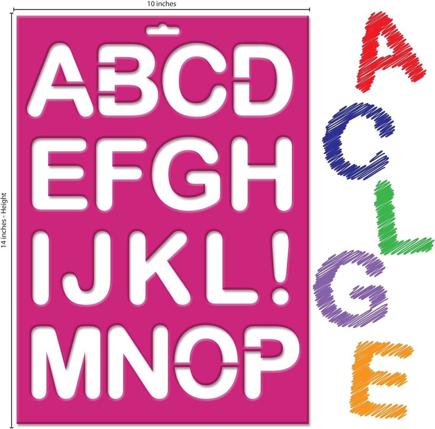 Karty Letter Stencils - Large Size Alphabet, Numeric, and Symbols - Reusable Plastic Kit