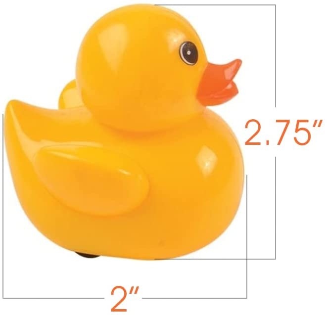 Pull Back Duck Toys for Kids, Set of 12, Yellow Duckie Toys with Wheels and a Pullback Mechanism, Great as Animal Birthday Party Favors, Goodie Bag Fillers, and Carnival Party Supplies