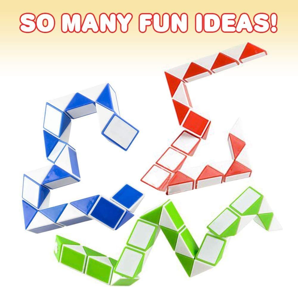 Twist Puzzle Snake, Set of 3, Snake Fidget Cube Twist Puzzles for Kids, Fun Fidget Toys for Children and Adults, Sensory Toys for Autism, Birthday Party Favors, Goodie Bag Fillers