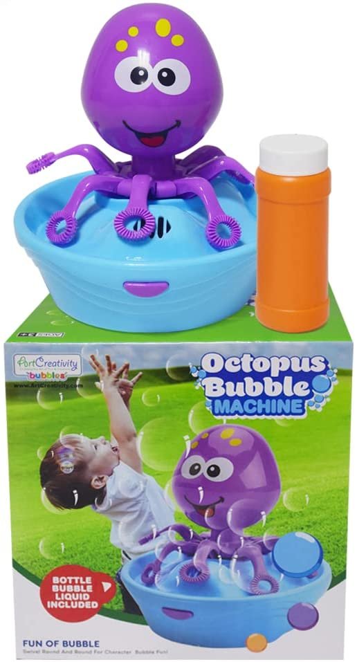 Octopus Bubble Machine for Kids, Includes 1 Bubbles Blowing Toy and 1 Bottle of Solution, Fun Summer Outdoor or Party Activity, Great Bubble Gift for Boys and Girls