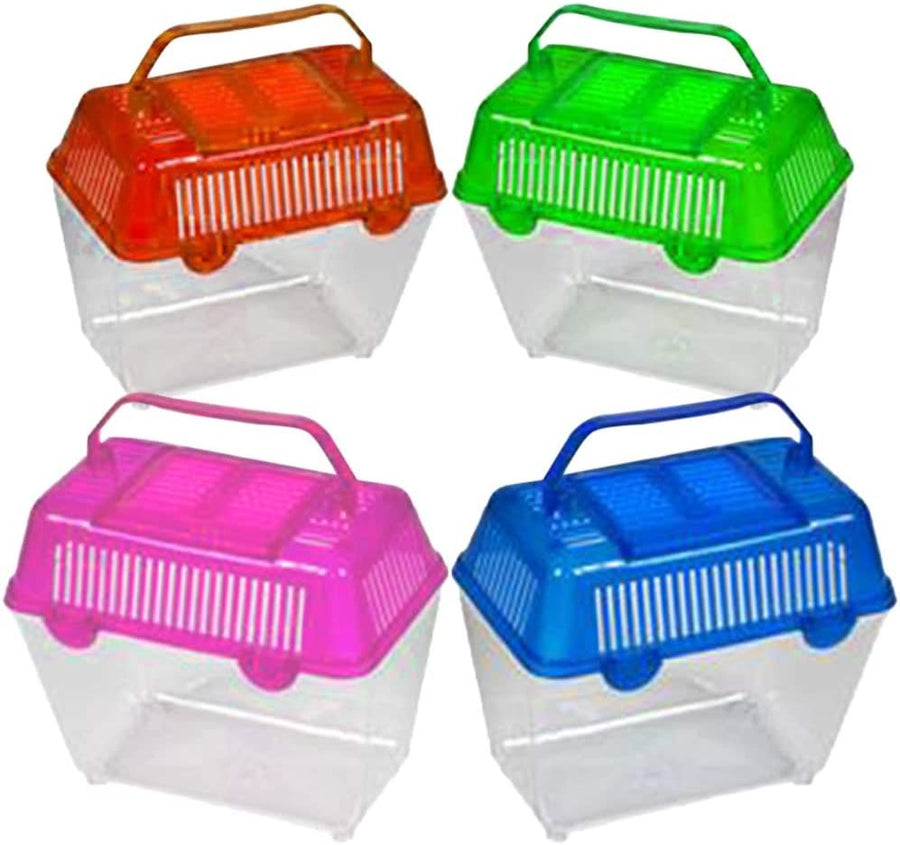 Small Plastic Aquariums for Kids, Set of 4, Single Fish Aquariums in Assorted Vibrant Colors, Under-The-Sea Party Favors, Aquatic Party Supplies, Aquarium Gift Shop Items, 5"es
