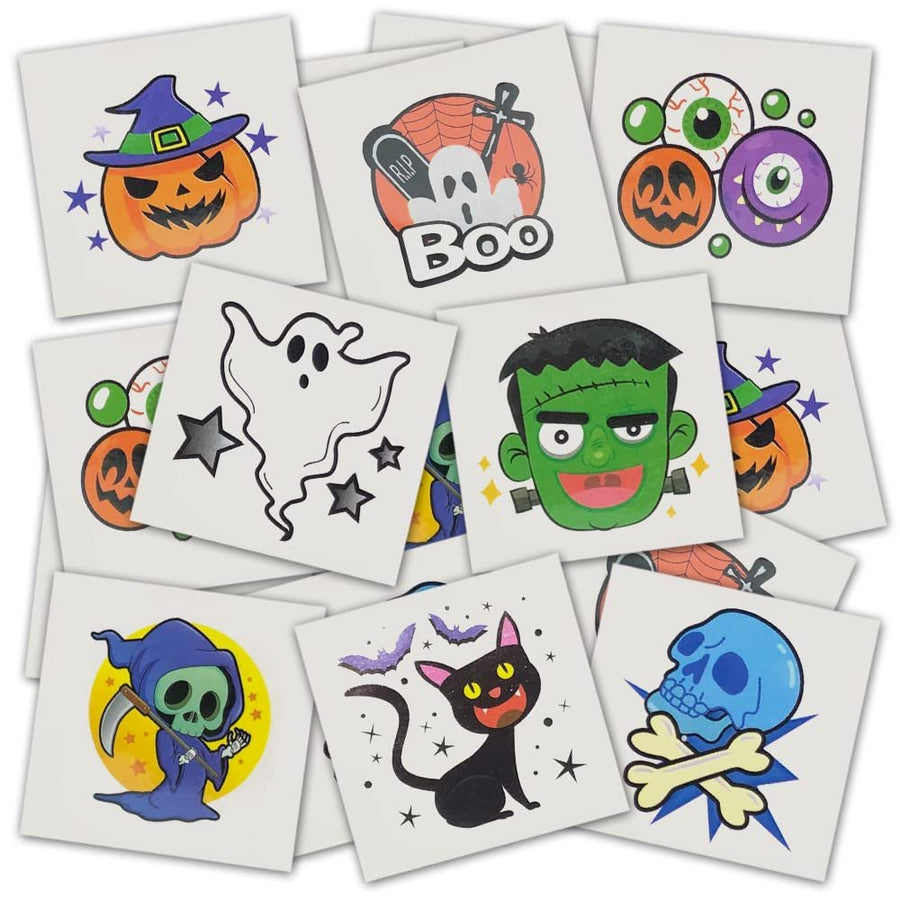 Assorted Halloween Temporary Tattoos for Kids - Pack of 160 - 2" Non-Toxic Tats Stickers for Boys and Girls, Great for Halloween Party Favors, Treats, Décor, Goodie Bags - 8 Designs