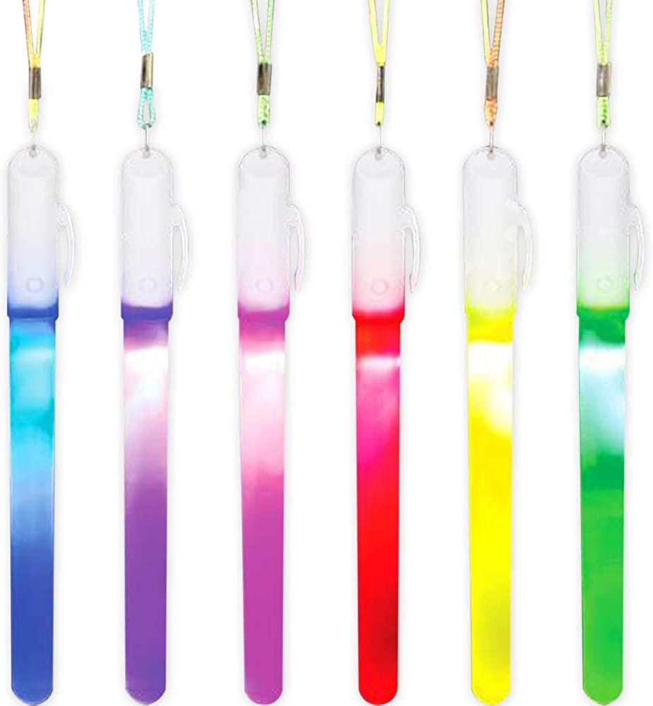 ArtCreativity Assorted Color Light Up Wand Necklaces Set of 6 for Kids Age 3+, Great Gift for Night Glow Party Events, Birthday, Christmas & Holiday, Camping Trips Batteries Included