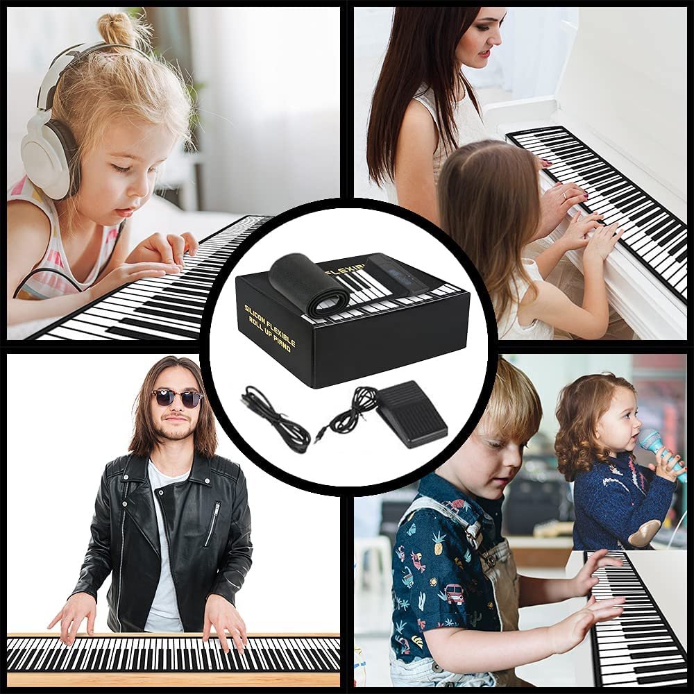 88-Key Roll Up Piano, Electric Foldable Piano Keyboard for Kids & Adults