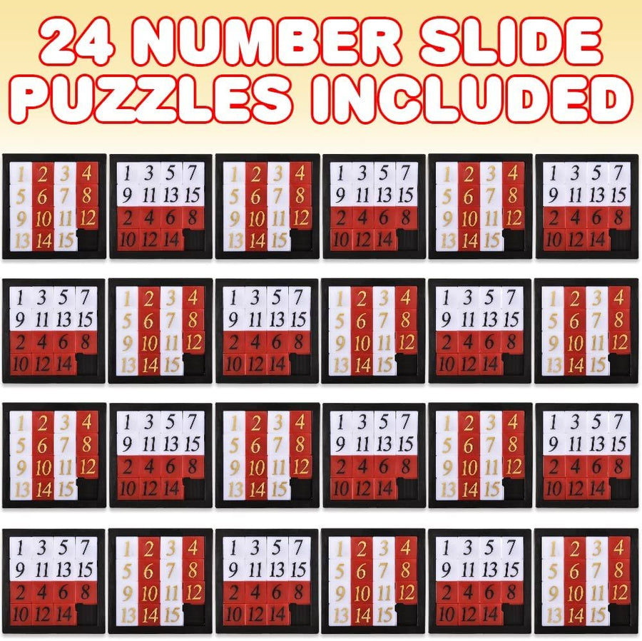 Gamie Number Slide Puzzles for Kids, Set of 24, Pocket-Sized Brain Teaser Puzzles, Number Learning Educational Toys for Kids, Great as Goodie Bag Stuffers, Party Favors, and Teacher Awards