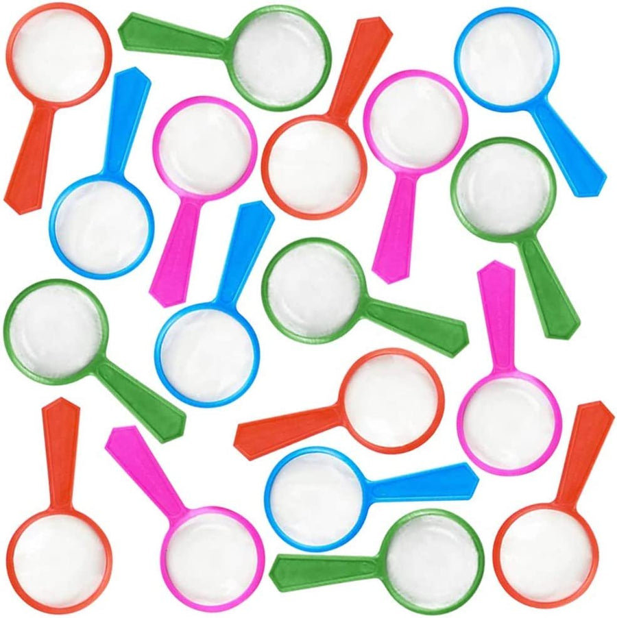 Kids’ Magnifying Glasses - Bulk Pack of 144 - Mini Magnifier Lenses in Assorted Bright Colors, Hand Held Magnifying Glasses Favors for Science, Explorer, Spy, Detective, or Insect Party