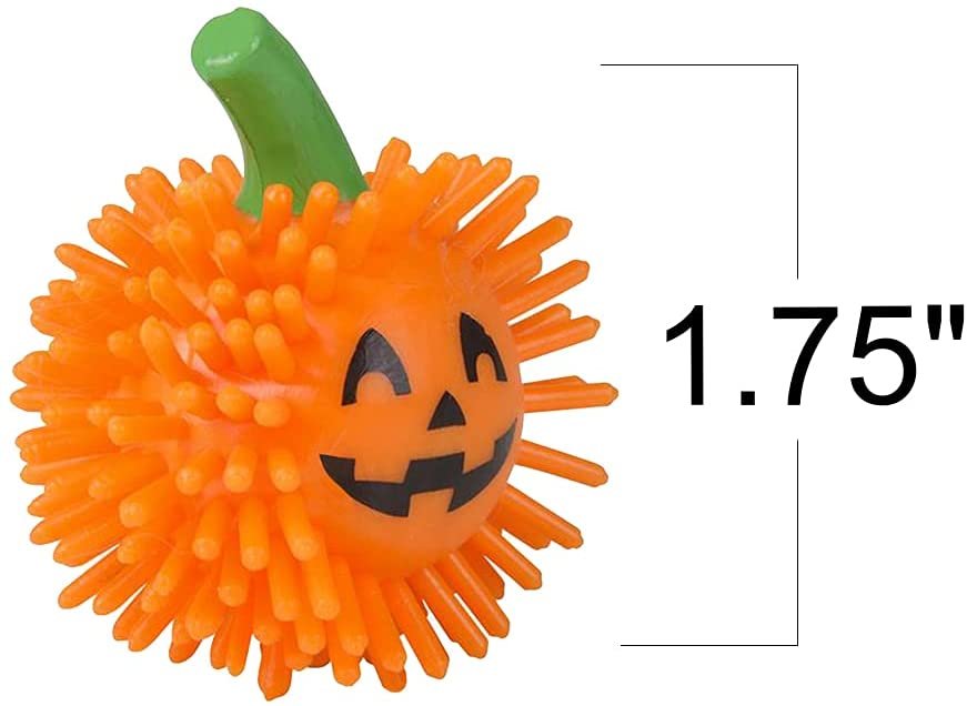 Spiky Jack-O-Lanterns for Kids, Pack of 12, Soft Sensory Porcupine Balls in Adorable Pumpkin Design, 12 Jackolantern Hedge Balls, Non-Candy Halloween Treats, Favors, Goodie Bag Fillers