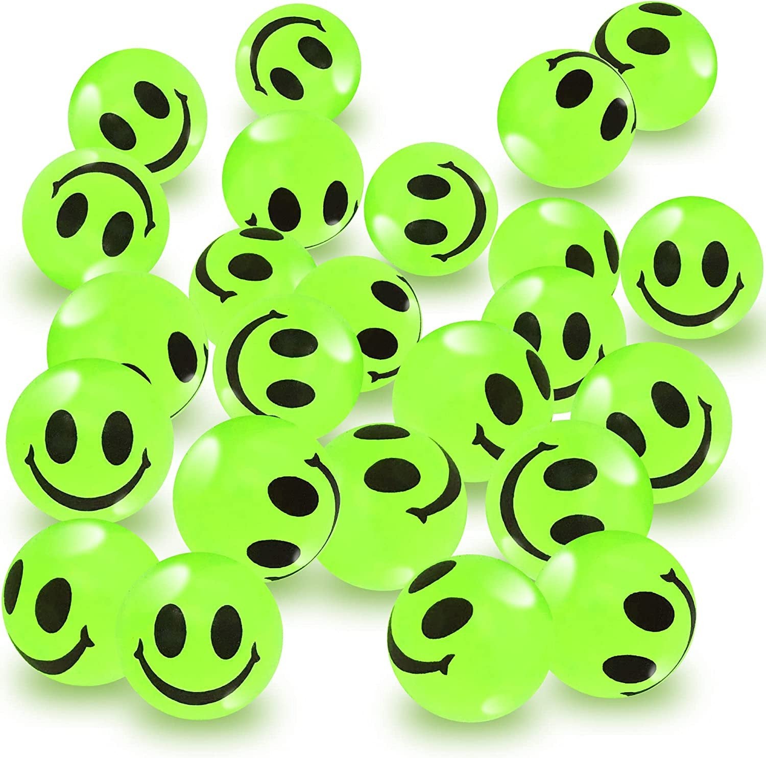 Pink Glow in The Dark Smile Face Bouncing Balls - Bulk Pack of 36 - 1" High-Bounce Bouncy Balls for Kids, Glowing Party Favors and Goodie Bag Fillers for Boys and Girls