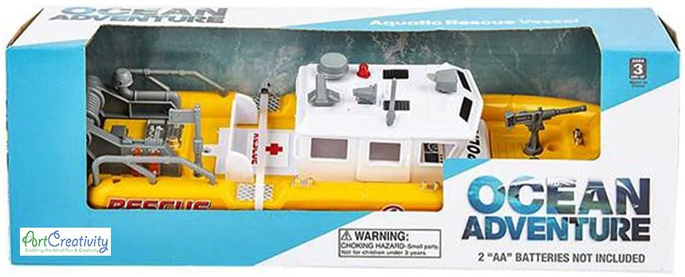 Aquatic Rescue Vessel, Battery-Operated Toy Ship for Kids, Floats in Water, Floating Bathtub and Pool Toy for Boys and Girls, Best Birthday for Children