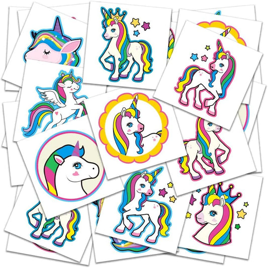 ArtCreativity Unicorn Temporary Tattoos for Kids - Bulk Pack of 144 in Assorted Designs, Non-Toxic 2 Inch Tats, Unicorn Themed Birthday Party Favors, Goodie Bag Fillers, Non-Candy Halloween Treats