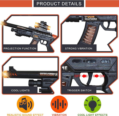 ArtCreativity Elite Ops Toy Gun for Kids - Machine Gun Toy for Boys with Moving Bullets, Flashing Lights, and Sounds Kids Guns - Battery Operated Toy Gun for Kids 8,9,10,11,12, in Colorful Gift Box