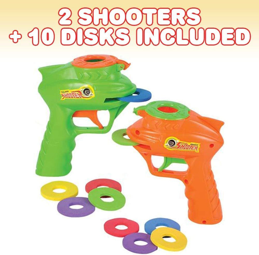 Foam Disc Launcher, Set of 2 Disk Shooter Toy Guns with 1 Gun and 5 Flying Disks Each, Outdoor Games and Activities for Summer, Backyard, and Picnic Fun, Best Gift Idea