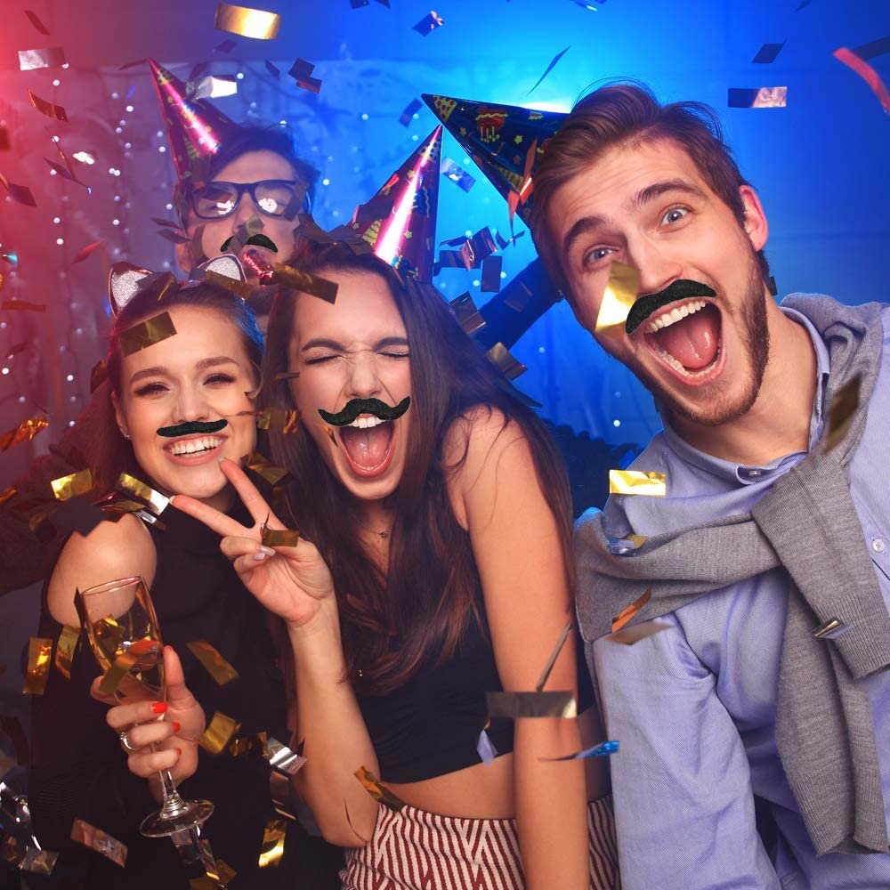 Yaveron Lot de 48 fausses moustaches auto-adhésives pour spectacle Yaveron Lot de 48 fausses moustaches auto-adhésives pour spectacle