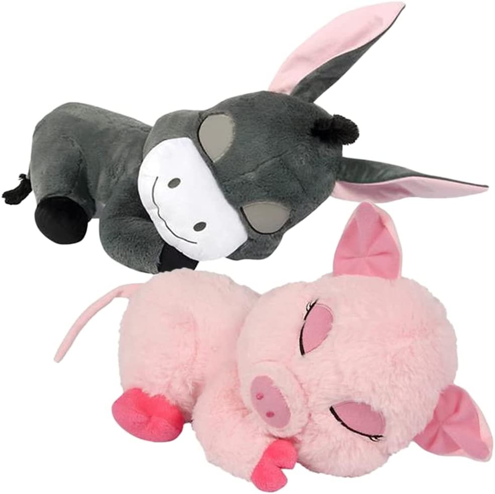 Dozy Pig and Donkey, Includes 1 Pig Stuffed Animal and 1 Donkey Stuffed Animal, Cute Plush Toys for Kids with an Adorable Sleepy Design, Great as Baby Nursery Decorations