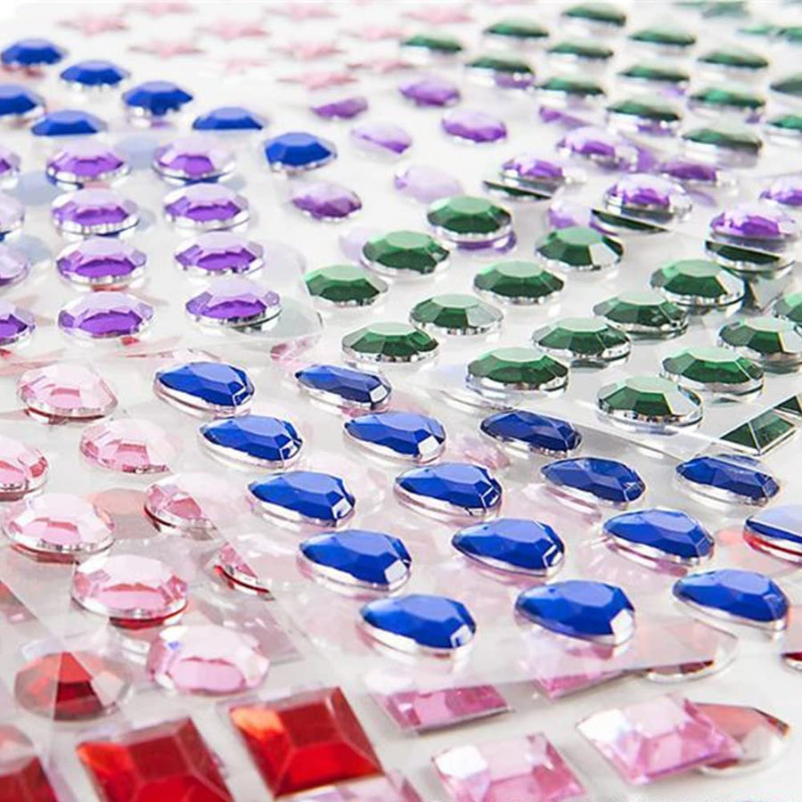 Self Adhesive Jewels for Crafts, Set of 500, Jewel Stickers in Assorted Shapes and Colors, Mess-Free Jewels for Crafting, Unique Crafts for Girls, Greeting Cards, Scrapbooks, and More