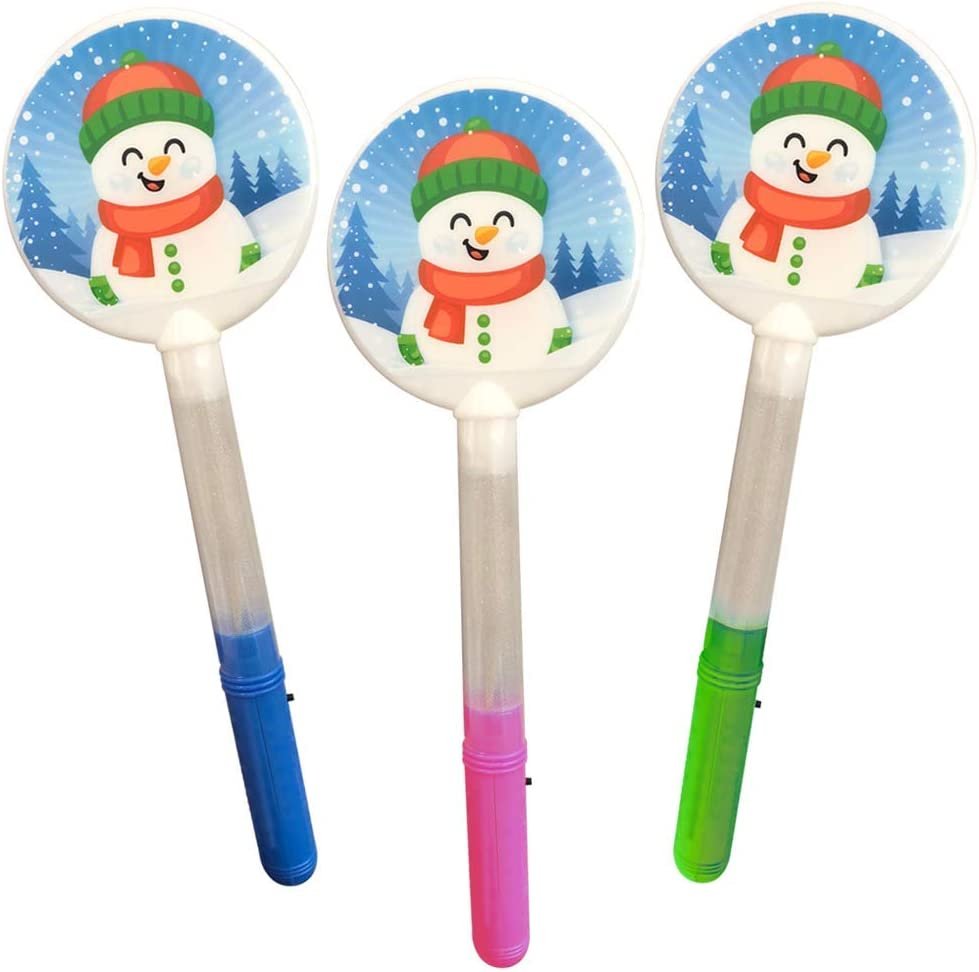 ArtCreativity Light Up Snowman Wands, Set of 3, 14.5 Inch Flashing LED Wands for Kids with Batteries Included, Thrilling Light Show, Fun Gift, Holiday Stocking Stuffers for Boys and Girls