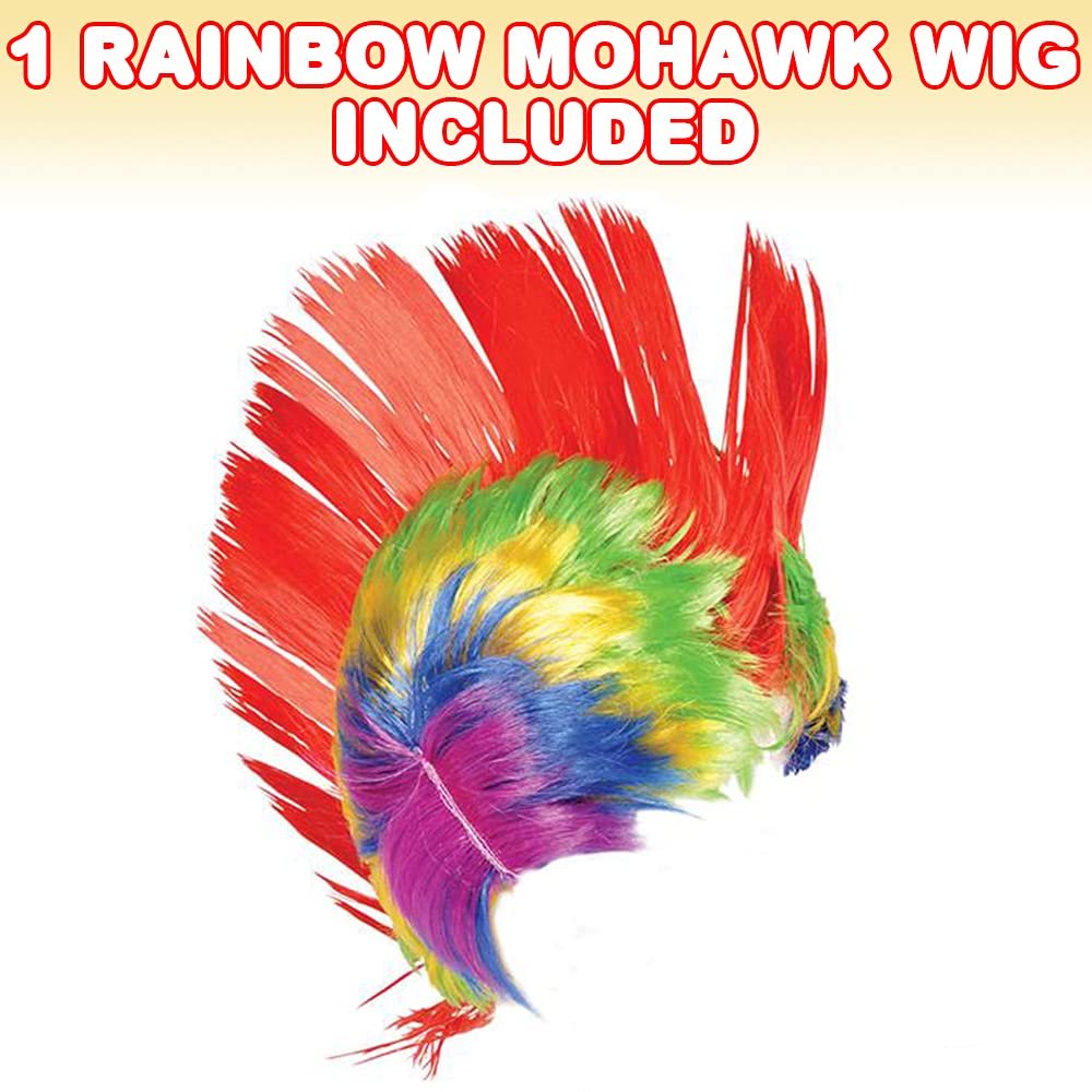 Rainbow Mohawk Wig, 1pc, Funny Clown Wig for Kids and Adults, Kids’ Halloween Costume Accessories and Photo Booth Props, Rainbow Punk Costume Wig with Multiple Colors