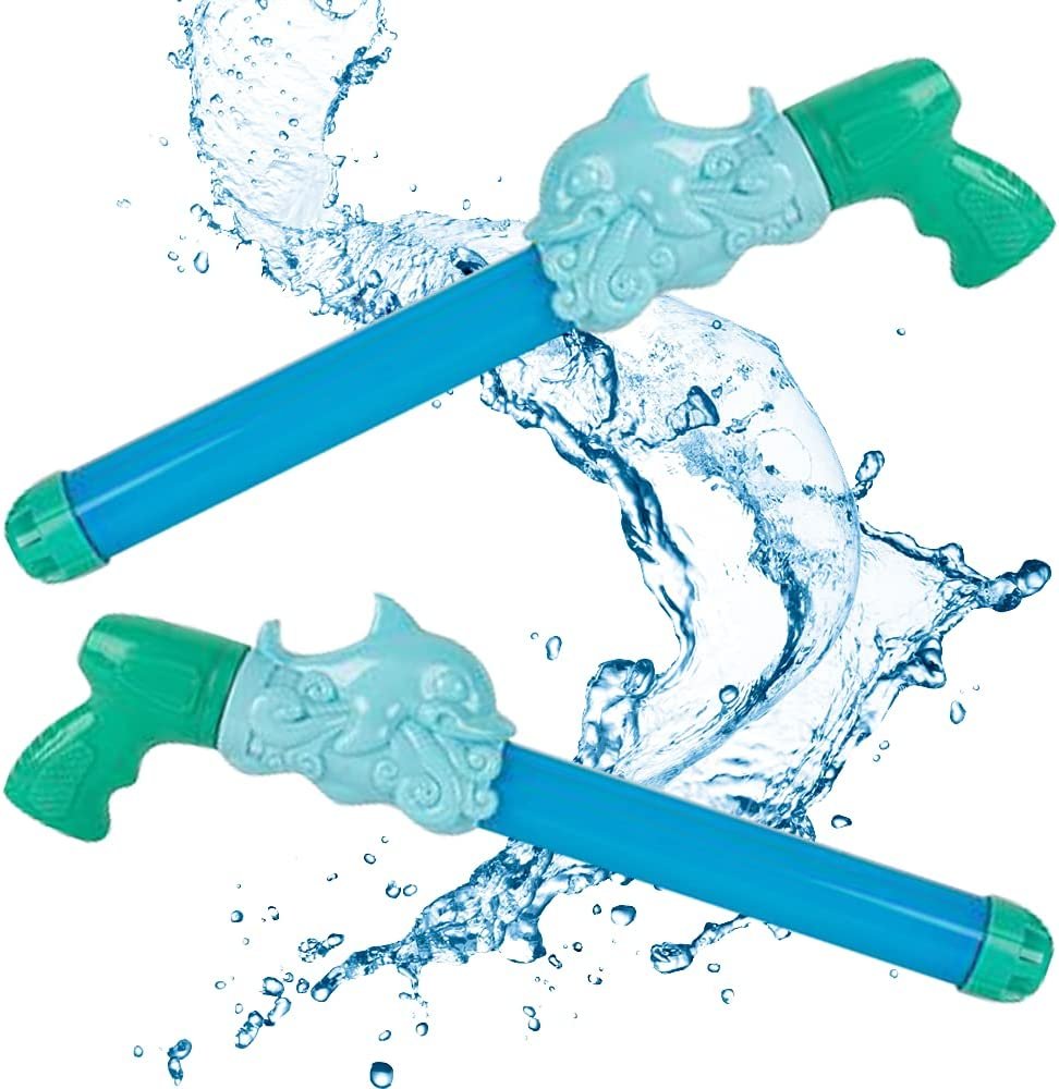ArtCreativity Dolphin Water Blasters for Kids, Set of 2, 17.5 Inch Pump Action Water Squirter Toys for Swimming Pool, Beach, and Outdoor Summer Fun, Cool Birthday Party Favors for Boys and Girls